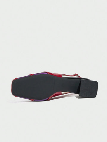 New Spring/Summer Hollow Out Two-Tone Sandals, Women High Heels,