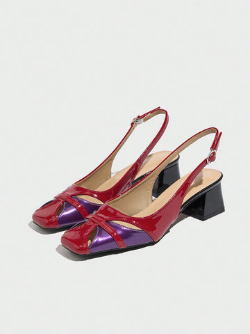 New Spring/Summer Hollow Out Two-Tone Sandals, Women High Heels,