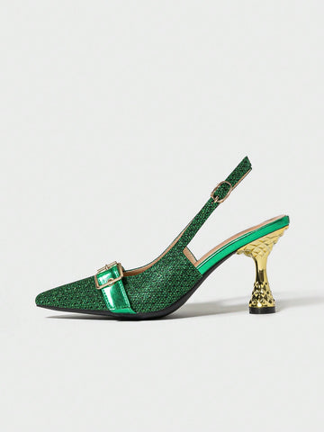 New Spring 2025 Narrow Heel High Heels Women Shoes, Buckle Closed Toe Sandals