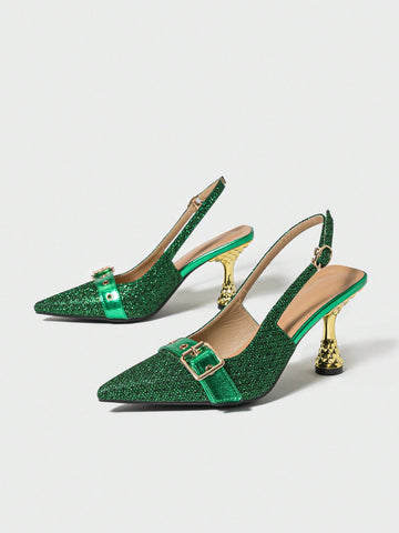 New Spring 2025 Narrow Heel High Heels Women Shoes, Buckle Closed Toe Sandals