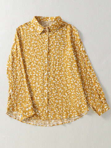 New Spring & Autumn Ditsy Floral Elegant Long Sleeve Blouse Top For Women