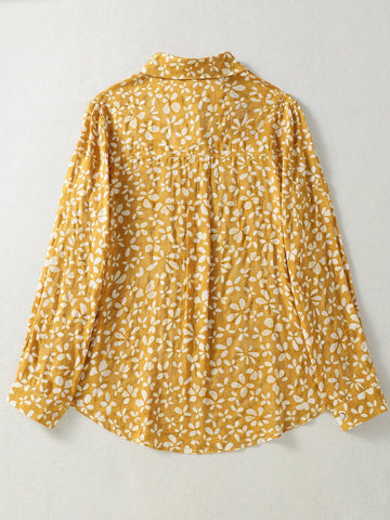 New Spring & Autumn Ditsy Floral Elegant Long Sleeve Blouse Top For Women