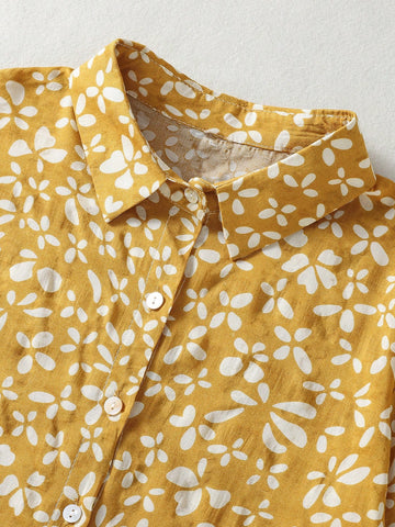 New Spring & Autumn Ditsy Floral Elegant Long Sleeve Blouse Top For Women