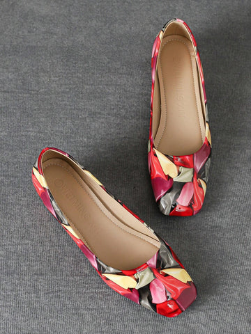 New Square Toe Thick Heel Flats, Large Size Women Slip-On Soft Bottom Non-Slip Loafers