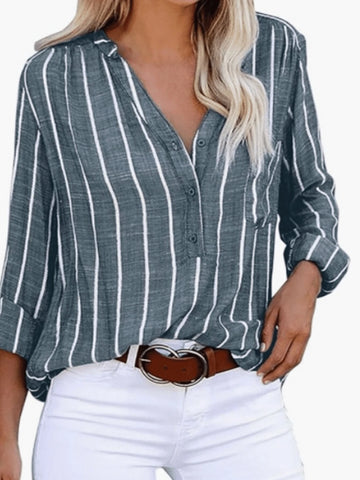 Women Casual Blouse. Elegant Solid Color Button-Up Shirt