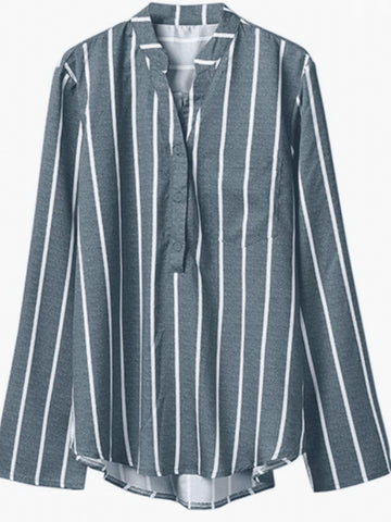 Women Casual Blouse. Elegant Solid Color Button-Up Shirt