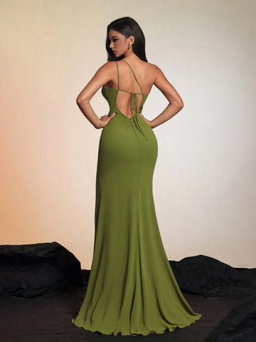 New Style Fish-Tail Waist-Cinching Elegant Evening Dress For Cocktail Party