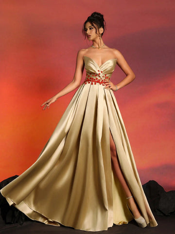 New Style Strapless Sexy & Elegant Evening Party Dress