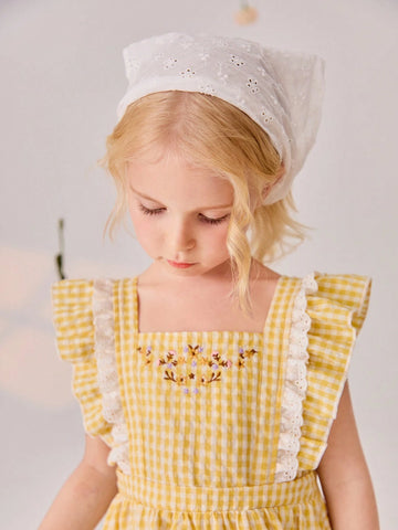 New Summer Arrival! Adorable Floral Lace Princess Dress With Rural Style For Little Girls