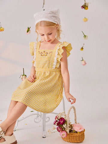 New Summer Arrival! Adorable Floral Lace Princess Dress With Rural Style For Little Girls
