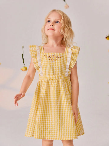 New Summer Arrival! Adorable Floral Lace Princess Dress With Rural Style For Little Girls