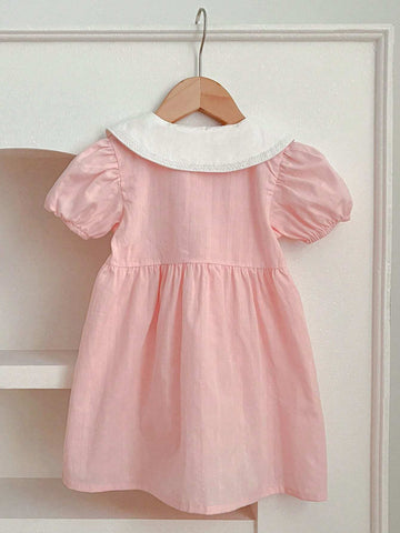 New Summer Collection Cute Short Sleeve Embroidered Princess Girls' Dress For Baby Girls