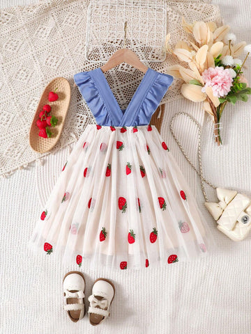 New Summer Cute Strawberry Print Baby Girls Dress
