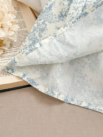 New Summer Floral Bubble Short Sleeve Princess Dress For Girls