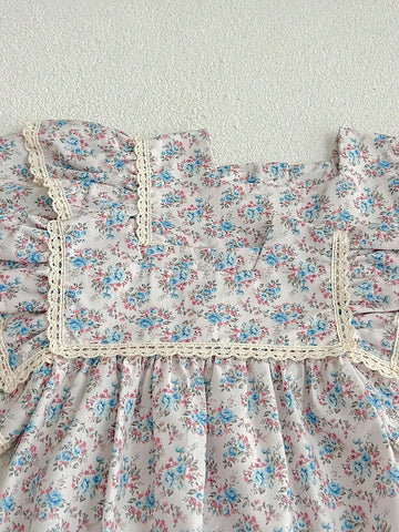 New Summer Floral Lace Princess Dress For Girls