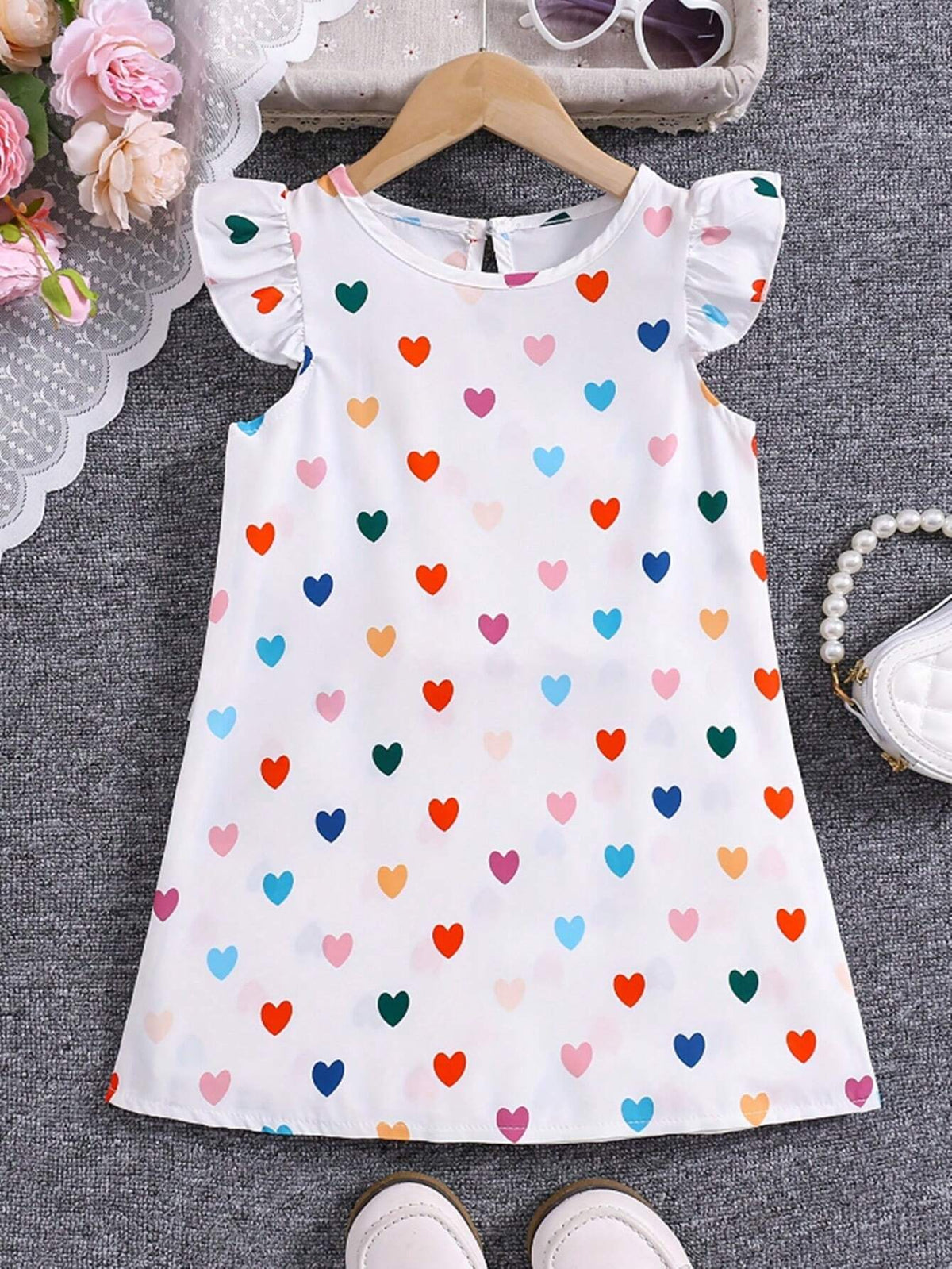 New Summer Sleeveless Digital Love Printed Dress For Toddler Girls