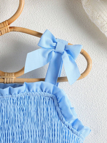 New Summer Sleeveless Dress For Girls With Burned Flowers And Bow