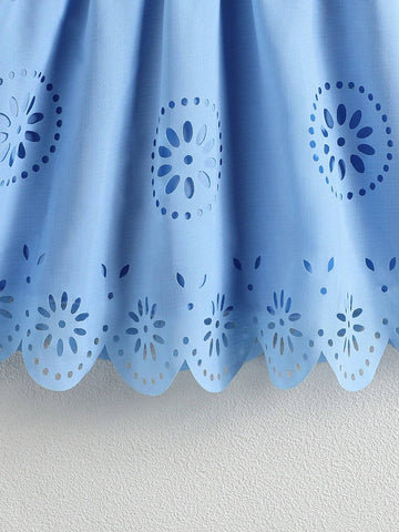 New Summer Sleeveless Dress For Girls With Burned Flowers And Bow