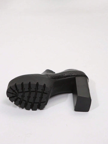 New Thick Heel High Platform Deep Mouth Casual Loafers For Women,