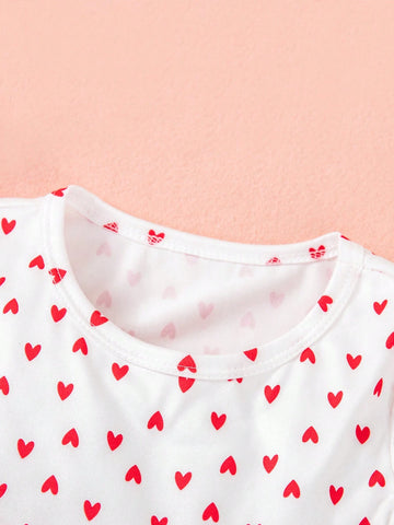New Valentine's Day Sleeveless Baby Girl Princess Dress, Heart & Bowknot Patchwork Print, Baby/Toddler Holiday Party Dress