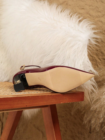 New Women's Fashion Pointed Toe High Heel Pumps, Burgundy Minimalist