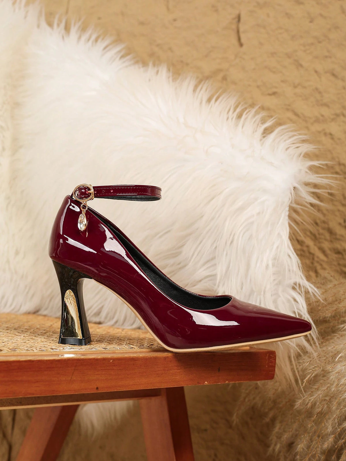 New Women's Fashion Pointed Toe High Heel Pumps, Burgundy Minimalist