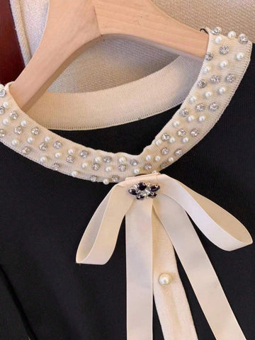 New Year/Valentine's Day Women Knitted Pleated Dress Long Sleeve Elegant And Chic Fashion New Casual Solid Black Dresses Female Clothes Spring Mujers