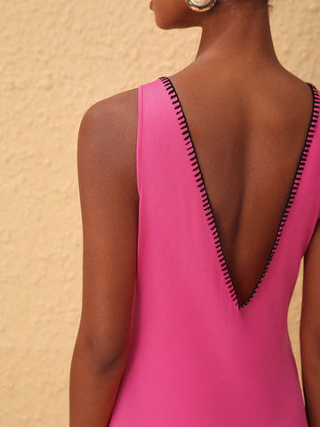 Ngolela Women's Deep V-Neck Backless Sleeveless Mini Dress