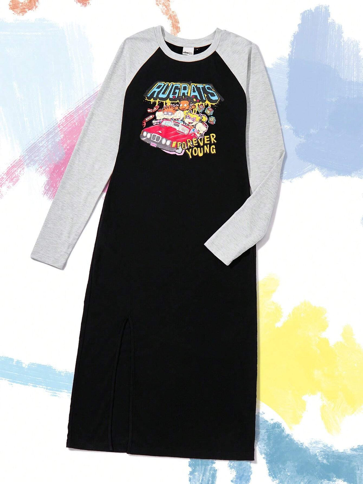 Women Cartoon Print Split Thigh Dress