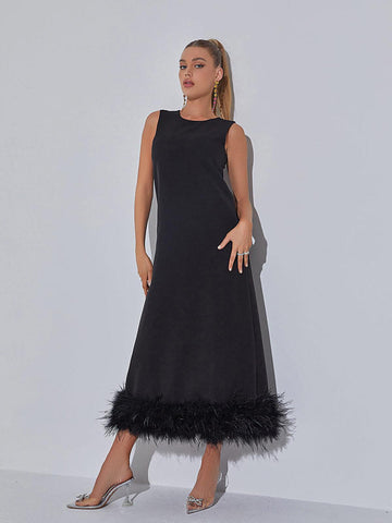 Nisha Feather Midi Dress