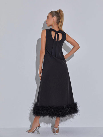 Nisha Feather Midi Dress