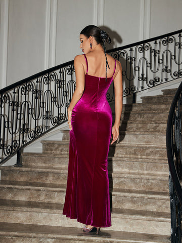 Nolan Butterfly Rhinestone Velvet Dress