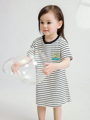 Girls" (Little) / 2024 Summer New Casual Striped Dress