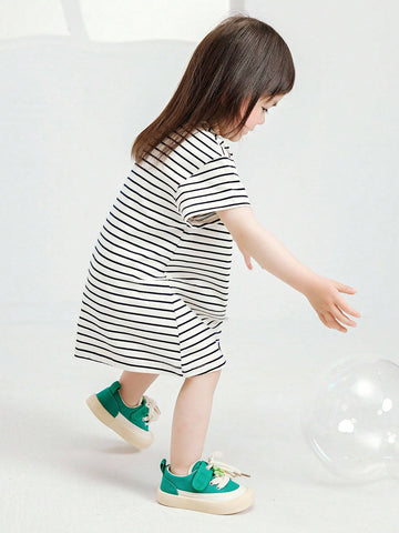 Girls" (Little) / 2024 Summer New Casual Striped Dress
