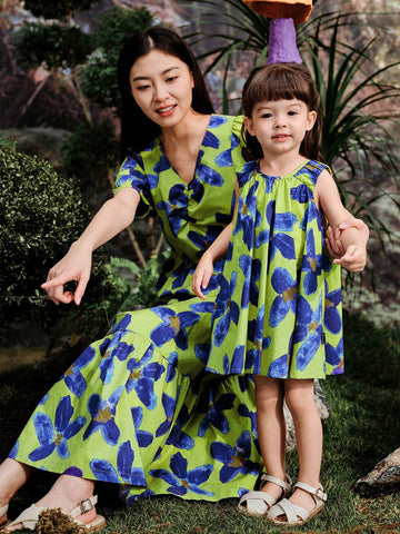 Little Girls"/2024 Summer Collection Full Print Sleeveless Dress