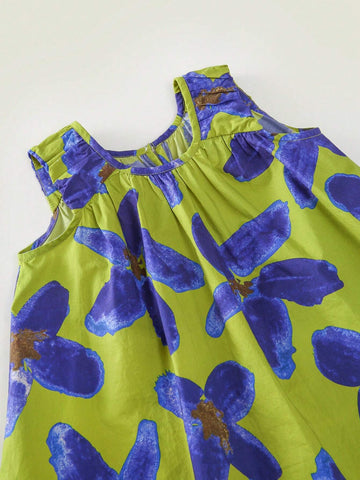 Little Girls"/2024 Summer Collection Full Print Sleeveless Dress