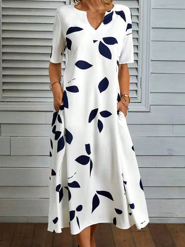 Notch Neckline Hidden Pocket Dress