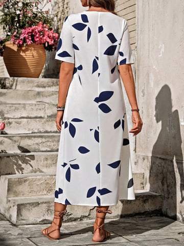 Notch Neckline Hidden Pocket Dress