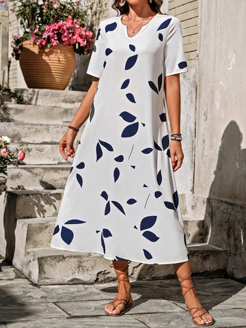 Notch Neckline Hidden Pocket Dress