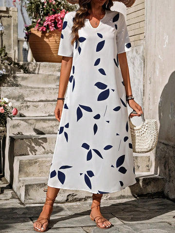 Notch Neckline Hidden Pocket Dress