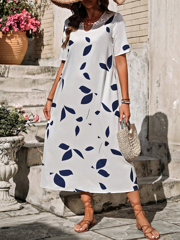 Notch Neckline Hidden Pocket Dress