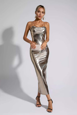 Nylah Gold Sequin Maxi Dress