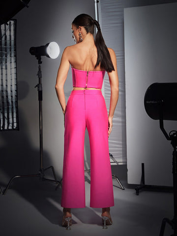 Nyrobi Crystal Circle Cutout Bandage Pants Set