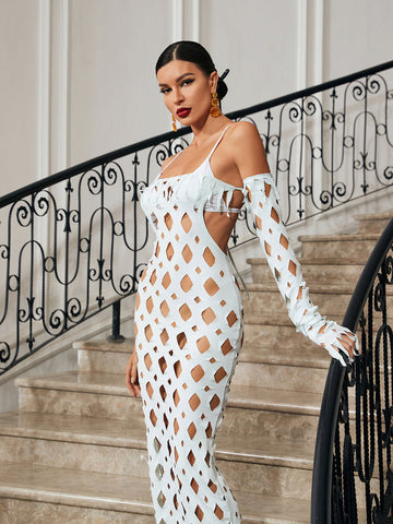 Nyx Square Hollow One Sleeve Maxi Dress