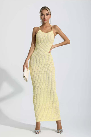 Oaklee Yellow Bodycon Slip Maxi Dress