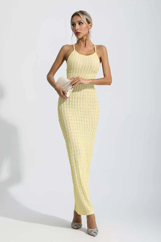 Oaklee Yellow Bodycon Slip Maxi Dress