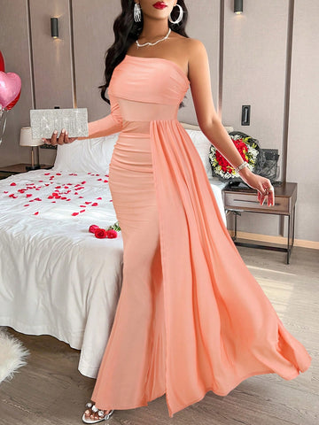 Off-Shoulder Elegant Long-Sleeve Dress