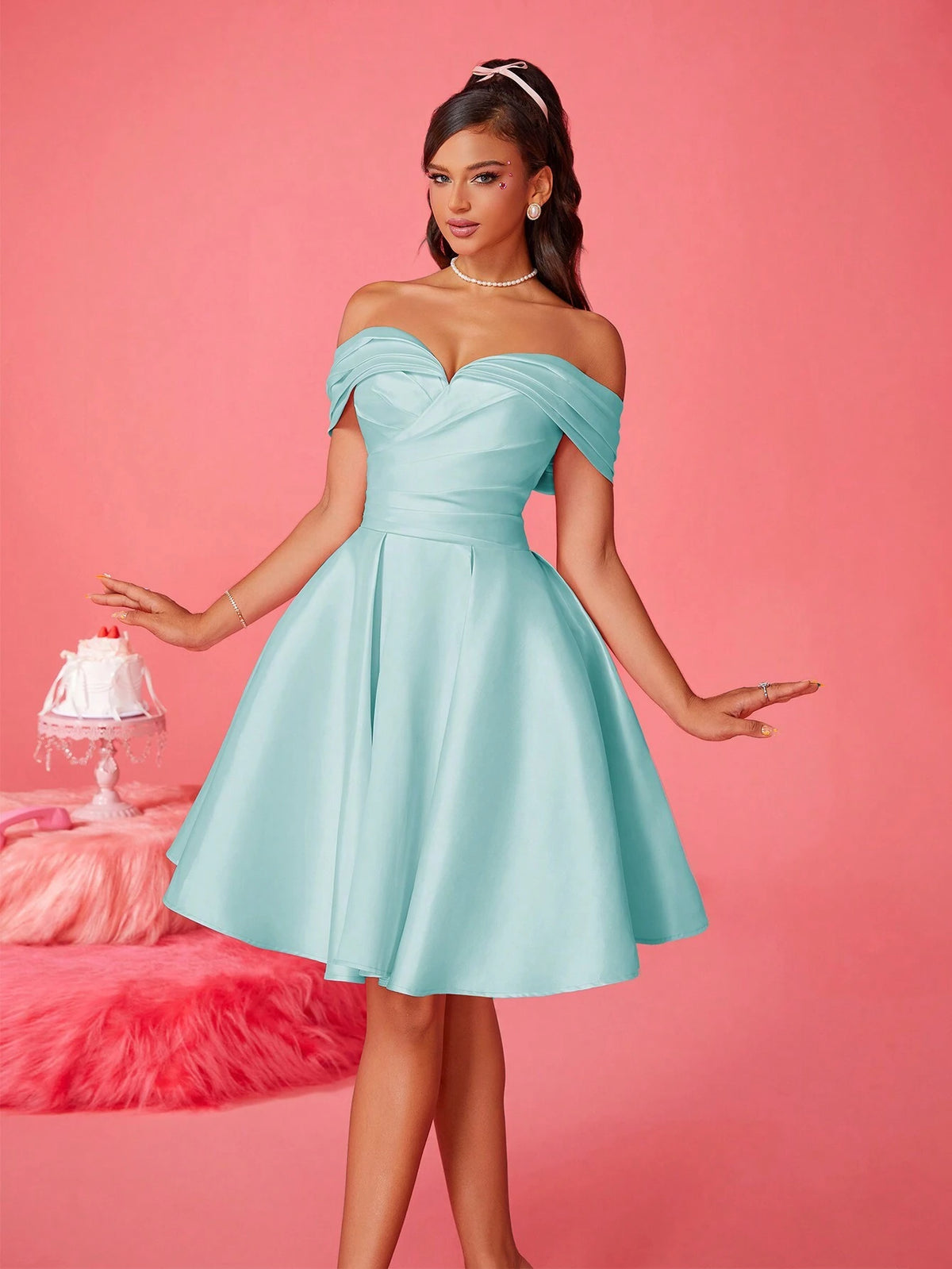 New Off-Shoulder Women Elegant Ball Gown Party Dress