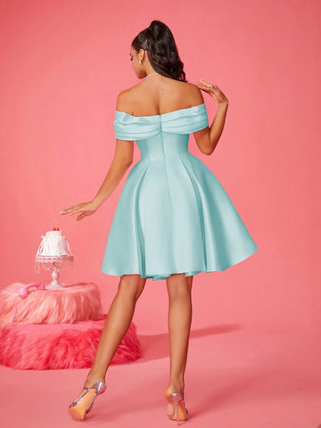 New Off-Shoulder Women Elegant Ball Gown Party Dress