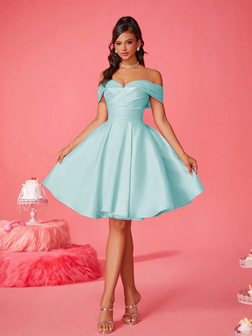 New Off-Shoulder Women Elegant Ball Gown Party Dress